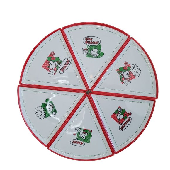 Disney Vintage minnie and mickey mouse Italian word pizza plates full set of 6 - Picture 1 of 10